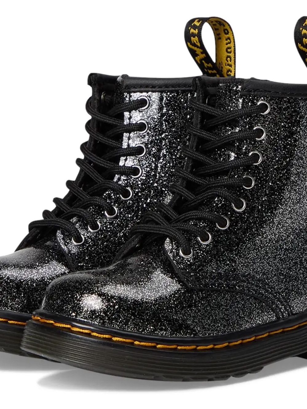 Dr. Martens Kids Black Glitter Lace-Up Boots